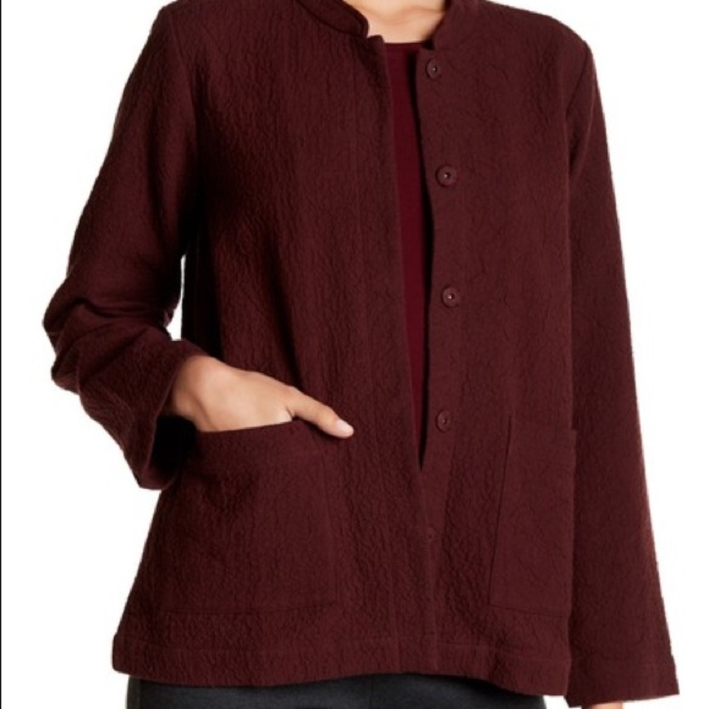 Eileen Fisher Crepe Mock Collar Jacket